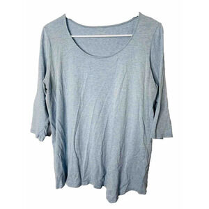 Pure Jill Asymmetrical Tunic Shirt LP Blue Stretch Breathable 3/4 Sleeve Basics